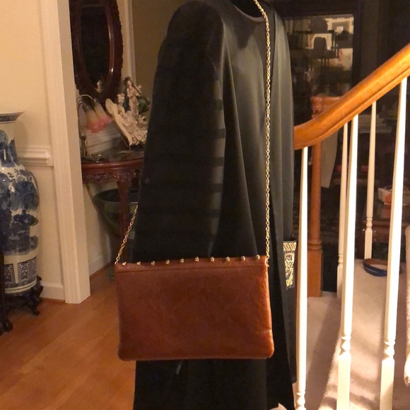 GIANNI BINI Fold Over Tan clutch/ crossbody purse - Picture 6 of 7